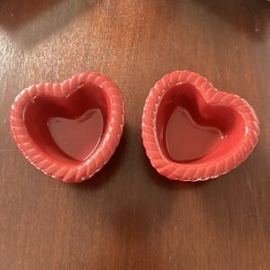 Century Set Of 2 Mini Ceramic Heart Shaped Loaf Pans - 7 Oz‎